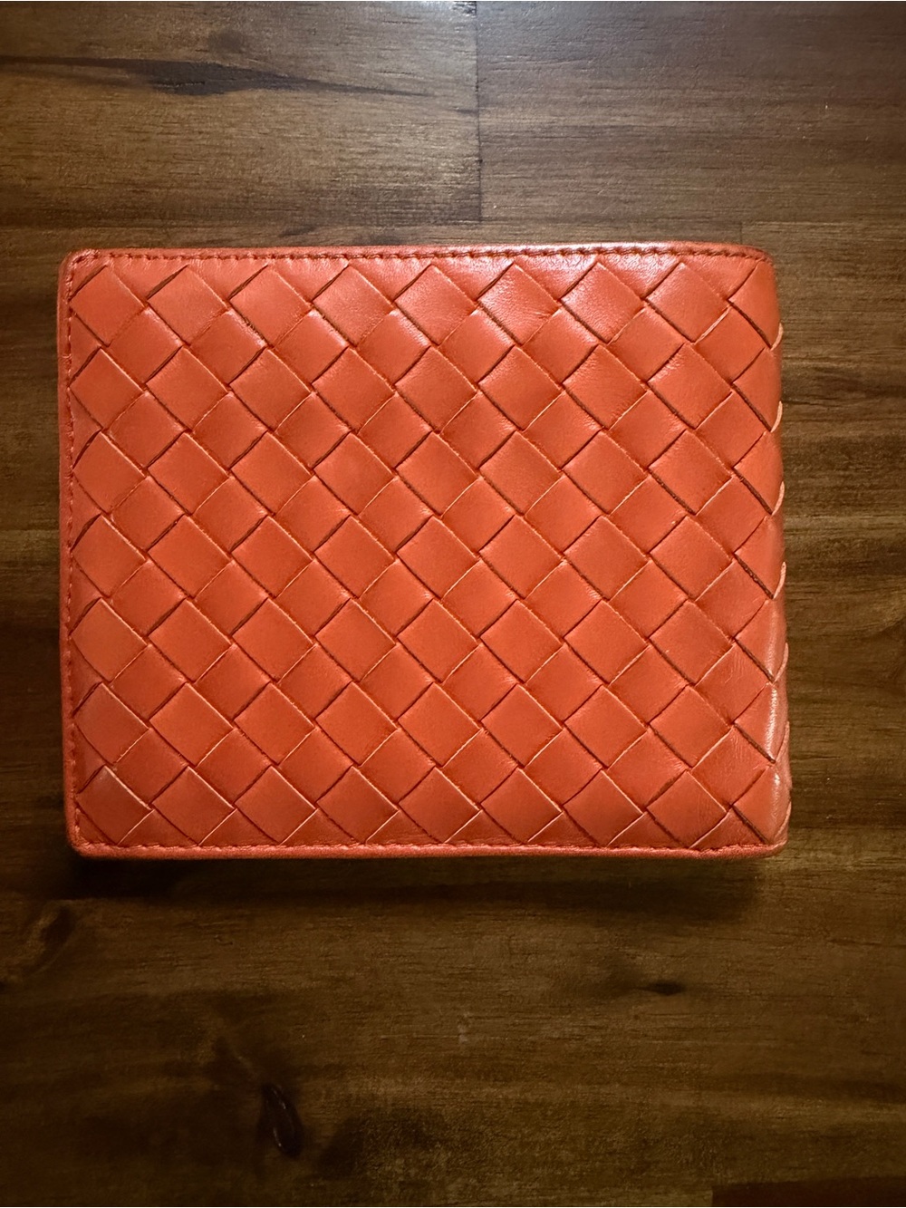 Bottega Veneta Intrecciato Bifold Wallet in Orange Leather - Picture 2 of 16